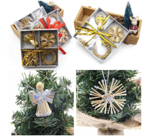 Straw angel garland pendant