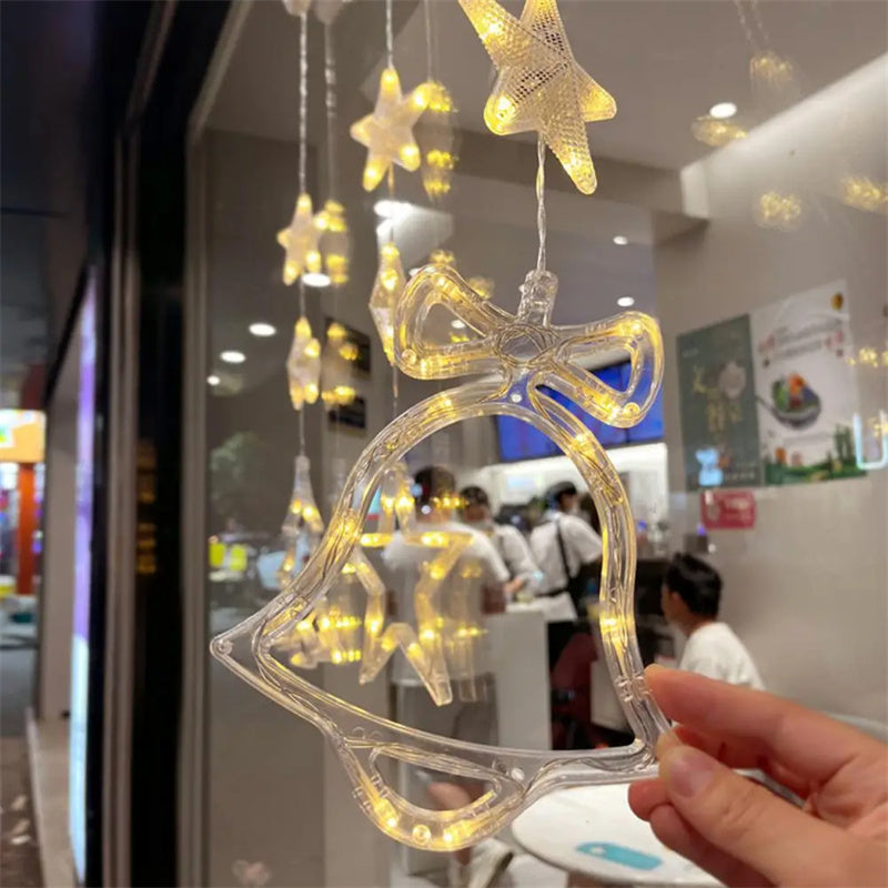 Christmas 3pcs LED Light Star Hanging Tree or Sucker Window Decoration