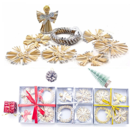 Straw angel garland pendant