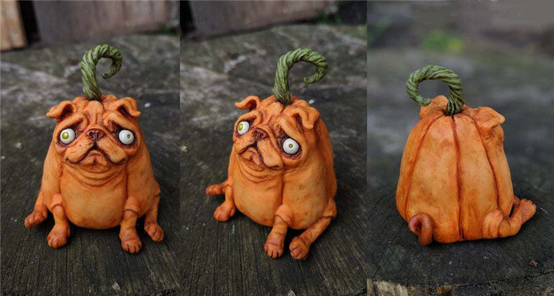 Pumpkin Dog Doll Ornaments Christmas Animal Ornaments Resin Crafts