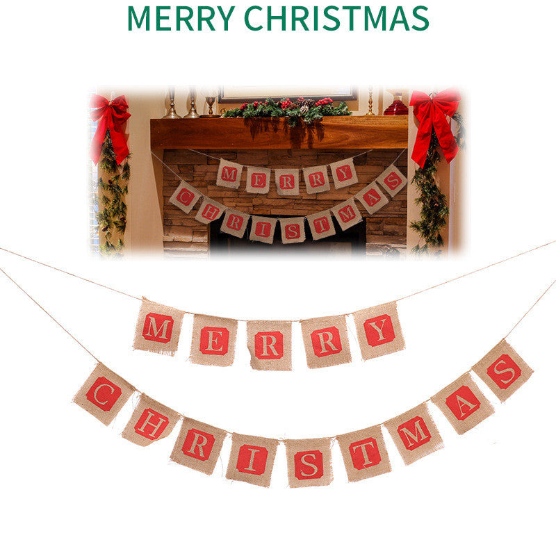 Merry Christmas Sackcloth Flag Christmas Banner Christmas Banner Decor
