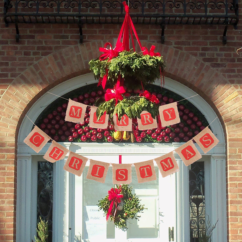 Merry Christmas Sackcloth Flag Christmas Banner Christmas Banner Decor