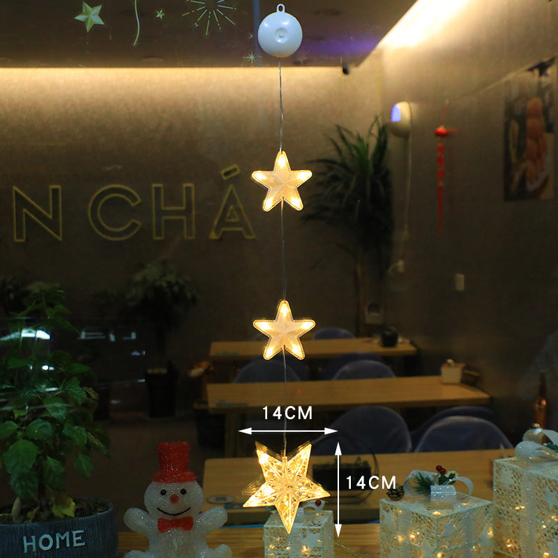 Christmas 3pcs LED Light Star Hanging Tree or Sucker Window Decoration