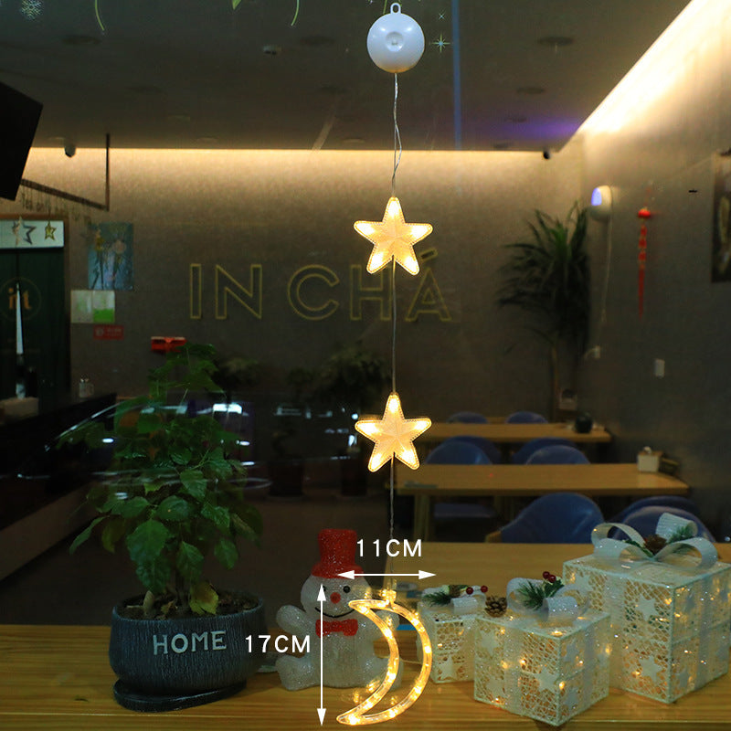Christmas 3pcs LED Light Star Hanging Tree or Sucker Window Decoration