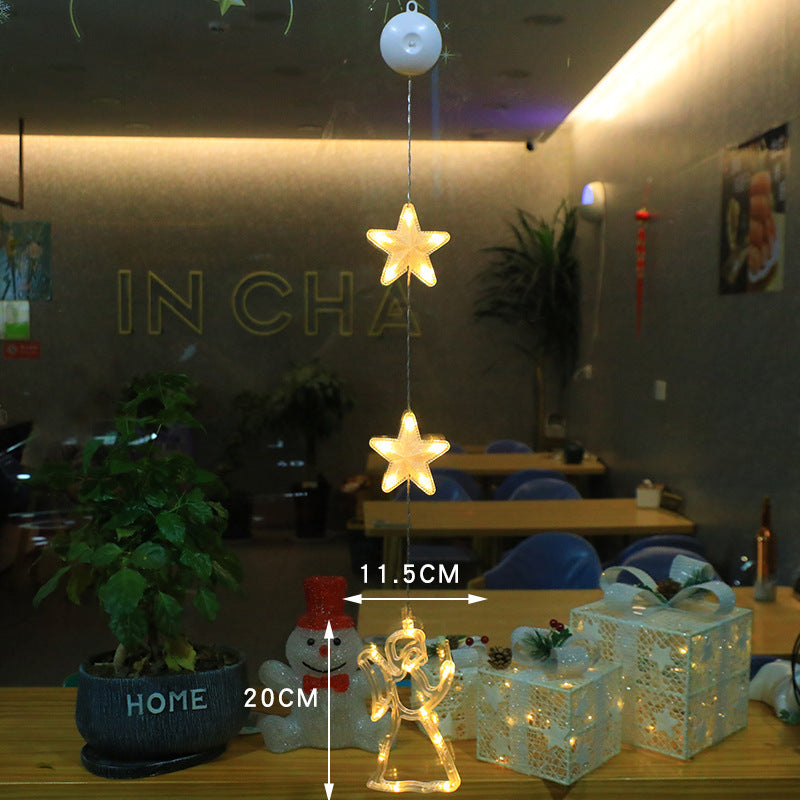 Christmas 3pcs LED Light Star Hanging Tree or Sucker Window Decoration