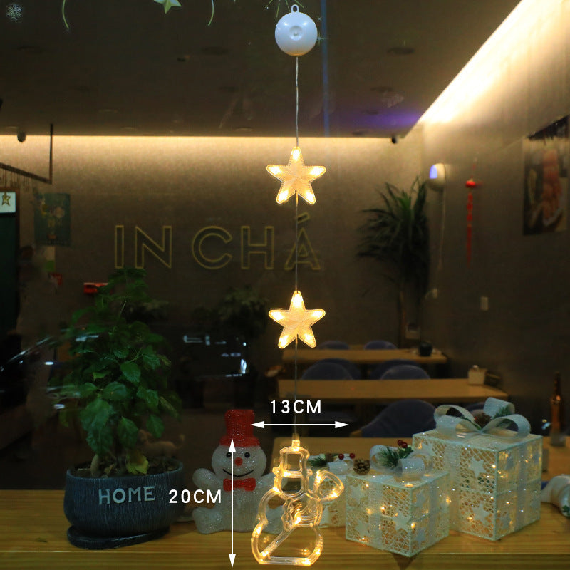 Christmas 3pcs LED Light Star Hanging Tree or Sucker Window Decoration