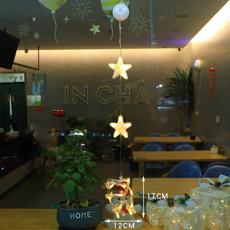 Christmas 3pcs LED Light Star Hanging Tree or Sucker Window Decoration