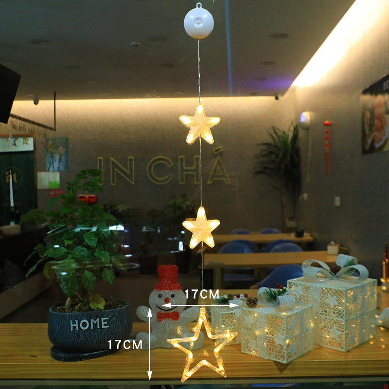 Christmas 3pcs LED Light Star Hanging Tree or Sucker Window Decoration