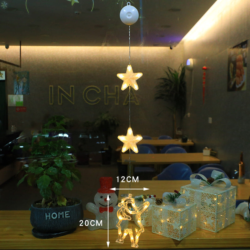 Christmas 3pcs LED Light Star Hanging Tre or Sucker Window Decoration