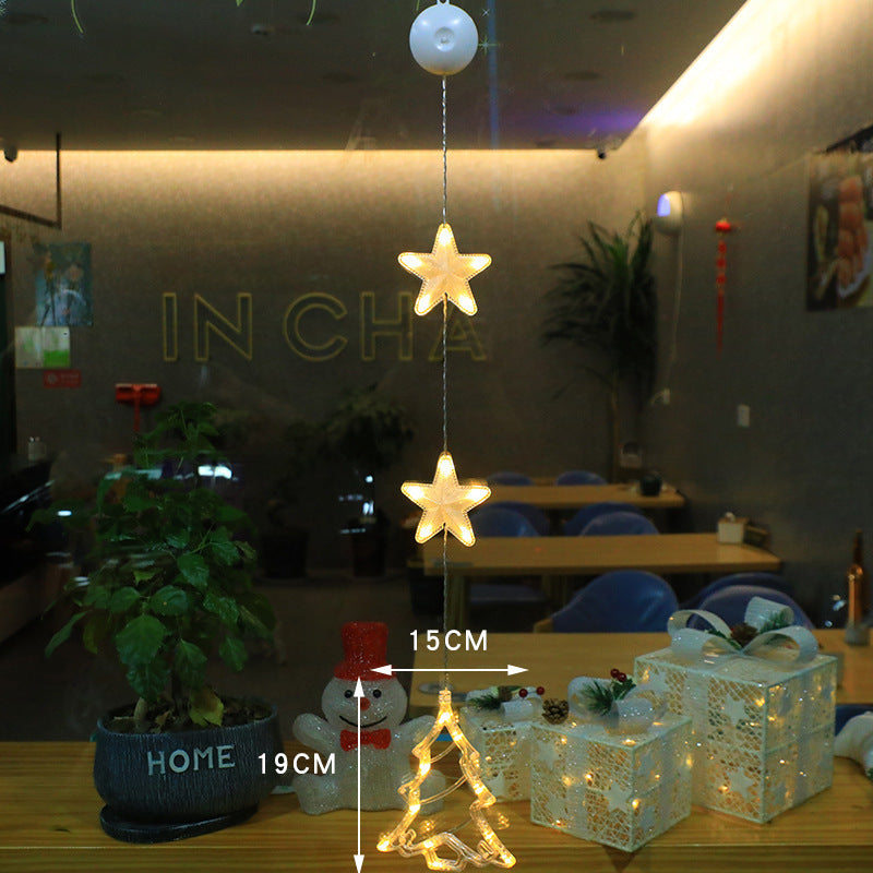 Christmas 3pcs LED Light Star Hanging Tree or Sucker Window Decoration