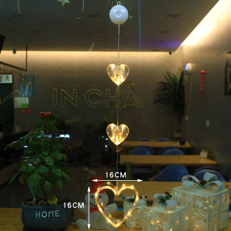 Christmas 3pcs LED Light Star Hanging Tree or Sucker Window Decoration