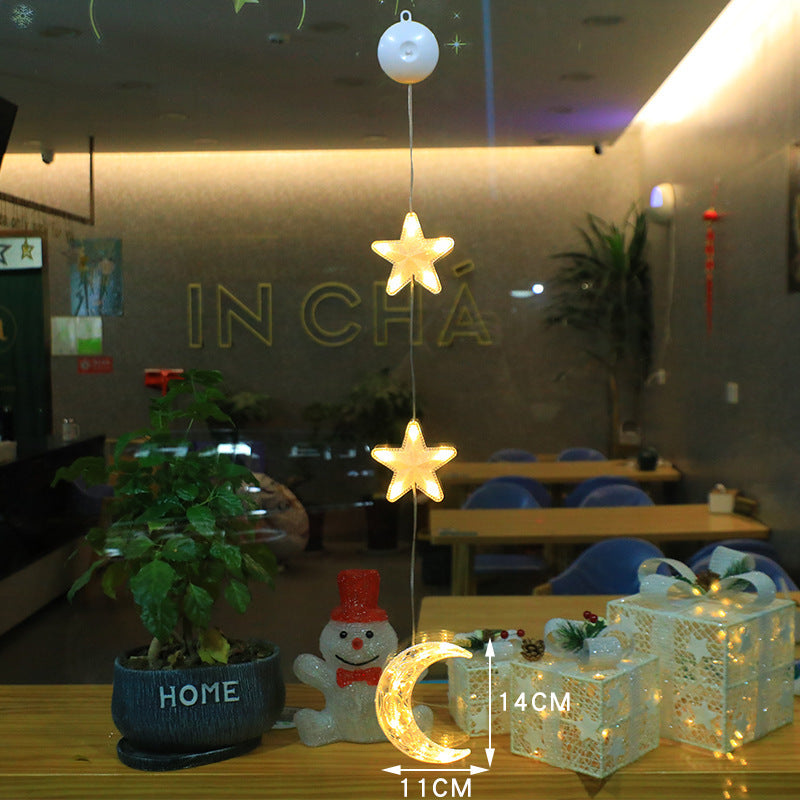 Christmas 3pcs LED Light Star Hanging Tree or Sucker Window Decoration