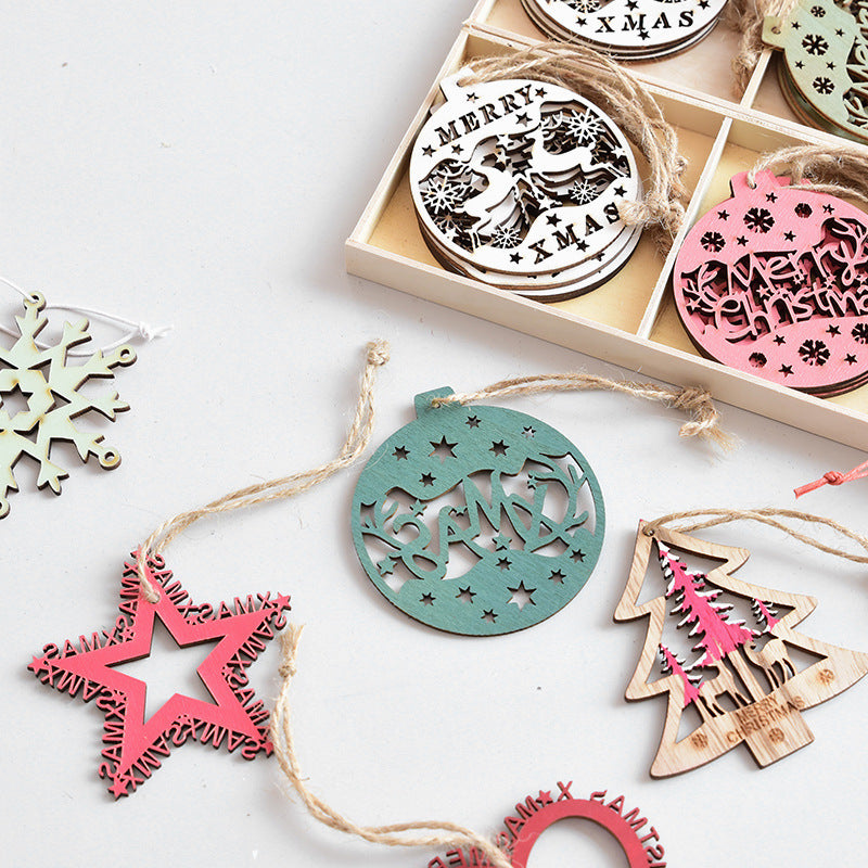 Nordic Wooden Christmas Ornaments Pendant Tree Decorations