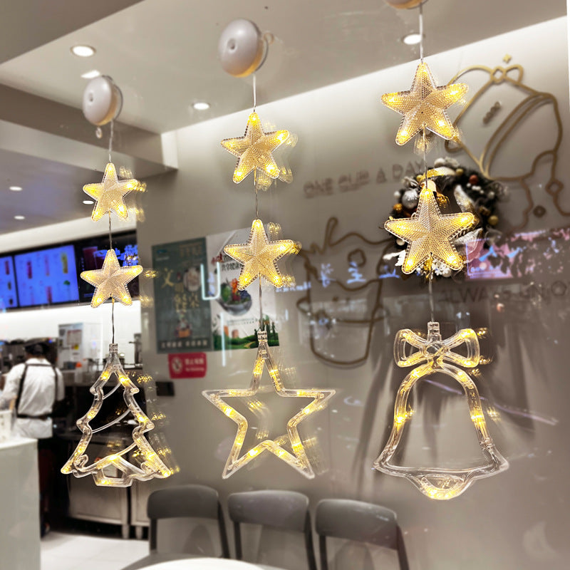 Christmas 3pcs LED Light Star Hanging Tree or Sucker Window Decoration