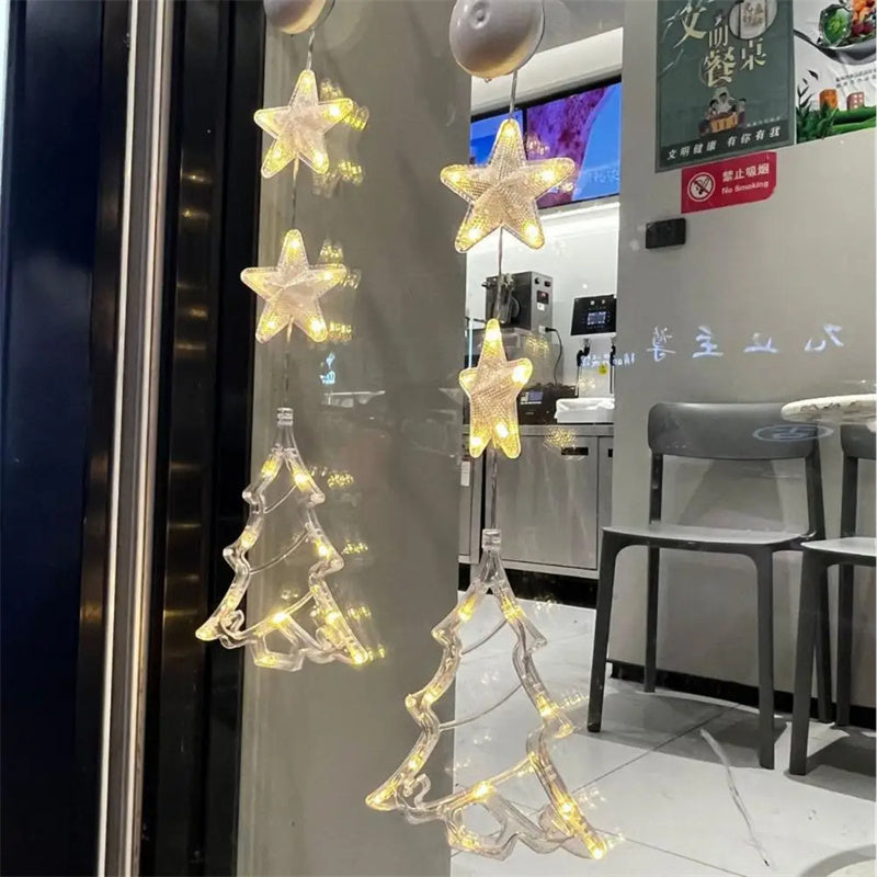 Christmas 3pcs LED Light Star Hanging Tree or Sucker Window Decoration