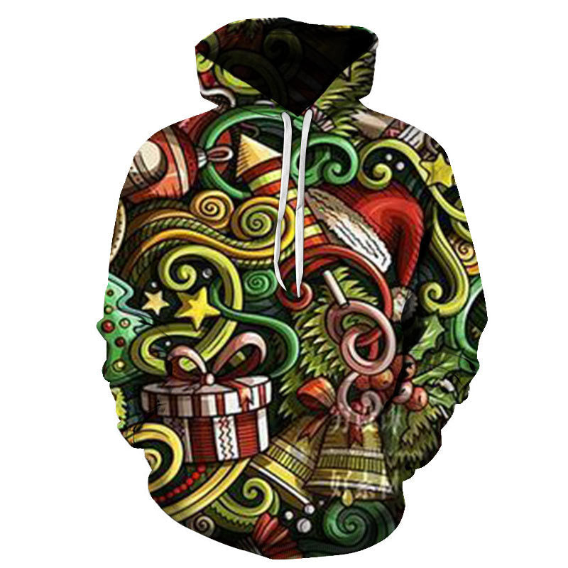 Santa 3D print pullover hoodie