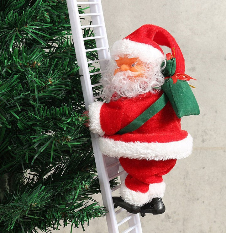 Climbing Ladder Electric Santa Claus Climbing Red Ladder Doll Toy