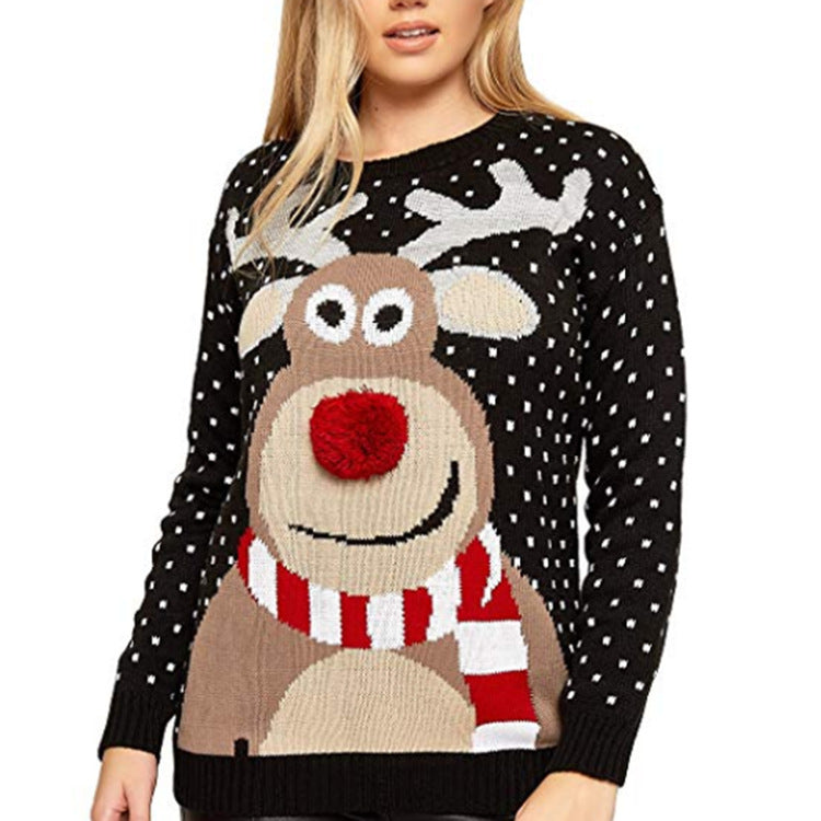 Long-sleeved viscose ball fawn pullover sweater