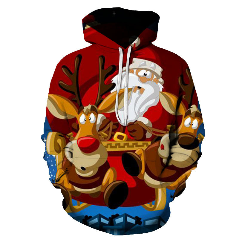 Santa 3D print pullover hoodie