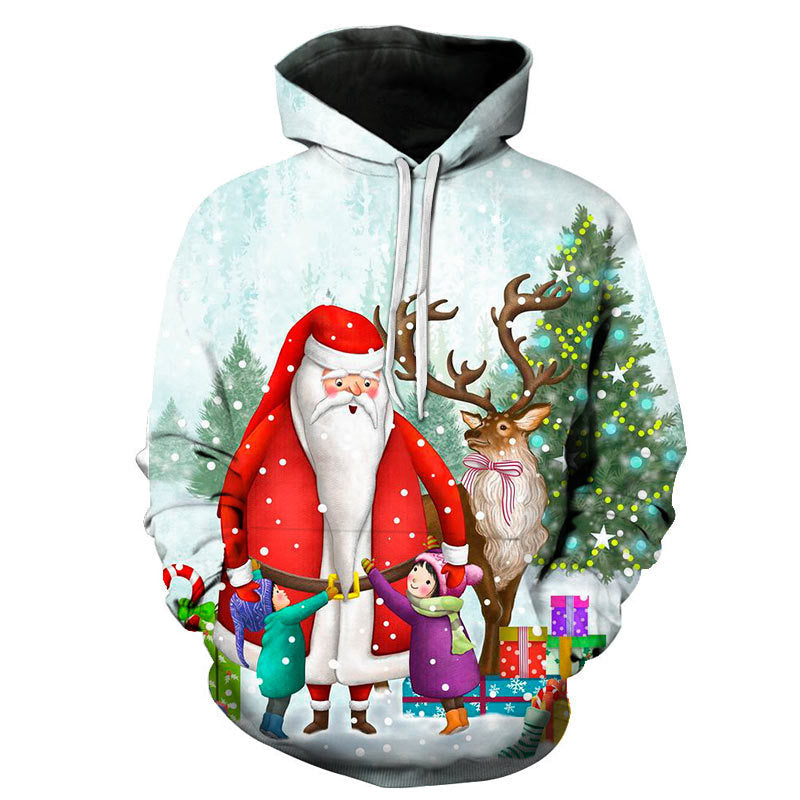 Santa 3D print pullover hoodie