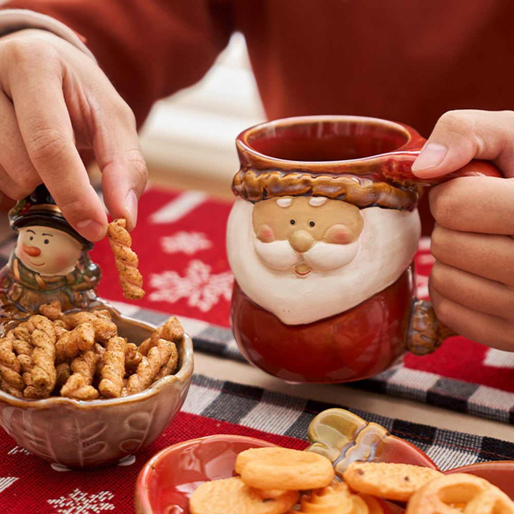 Santa Snowman Marker Ceramic Breakfast Mug