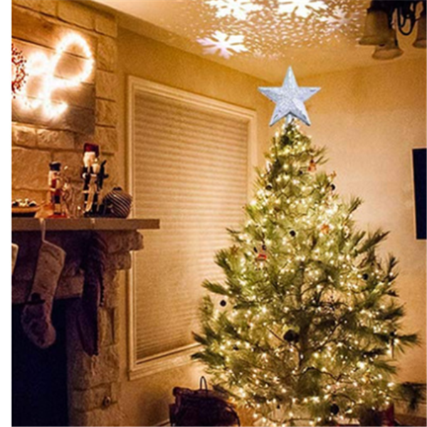 Christmas Tree Top Light Star Snowflake Shape LED Laser Projector Lights Christmas Tree Ornament