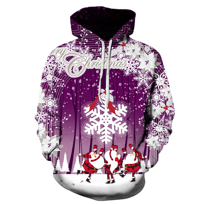 Santa 3D print pullover hoodie