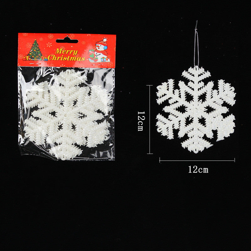 Plastic White Snowflake String Window Christmas Party Place Pendant