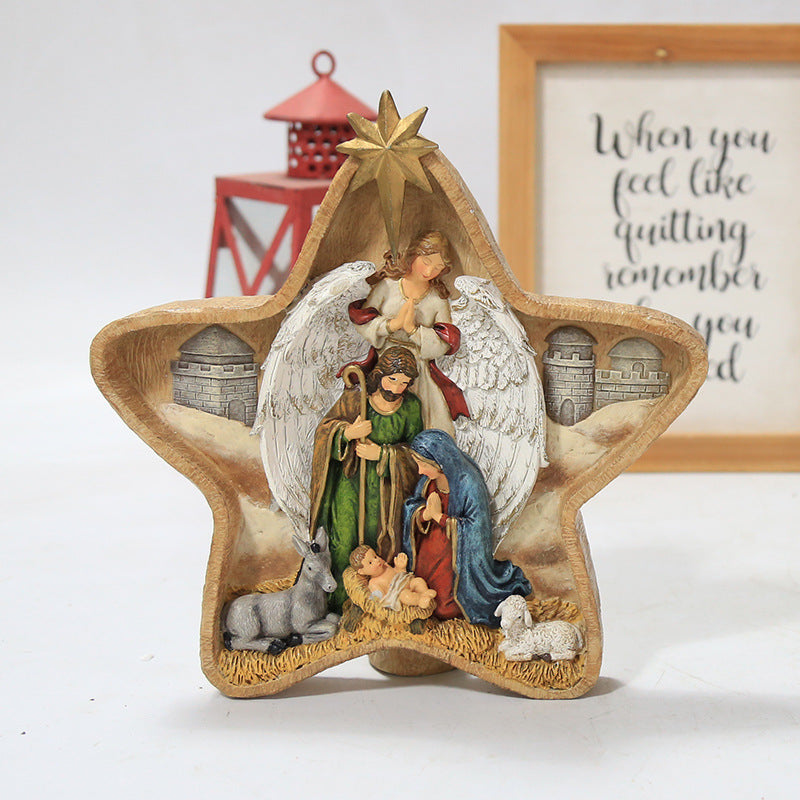 Christian Nativity Scene Arrangement Decorative Desktop Ornament