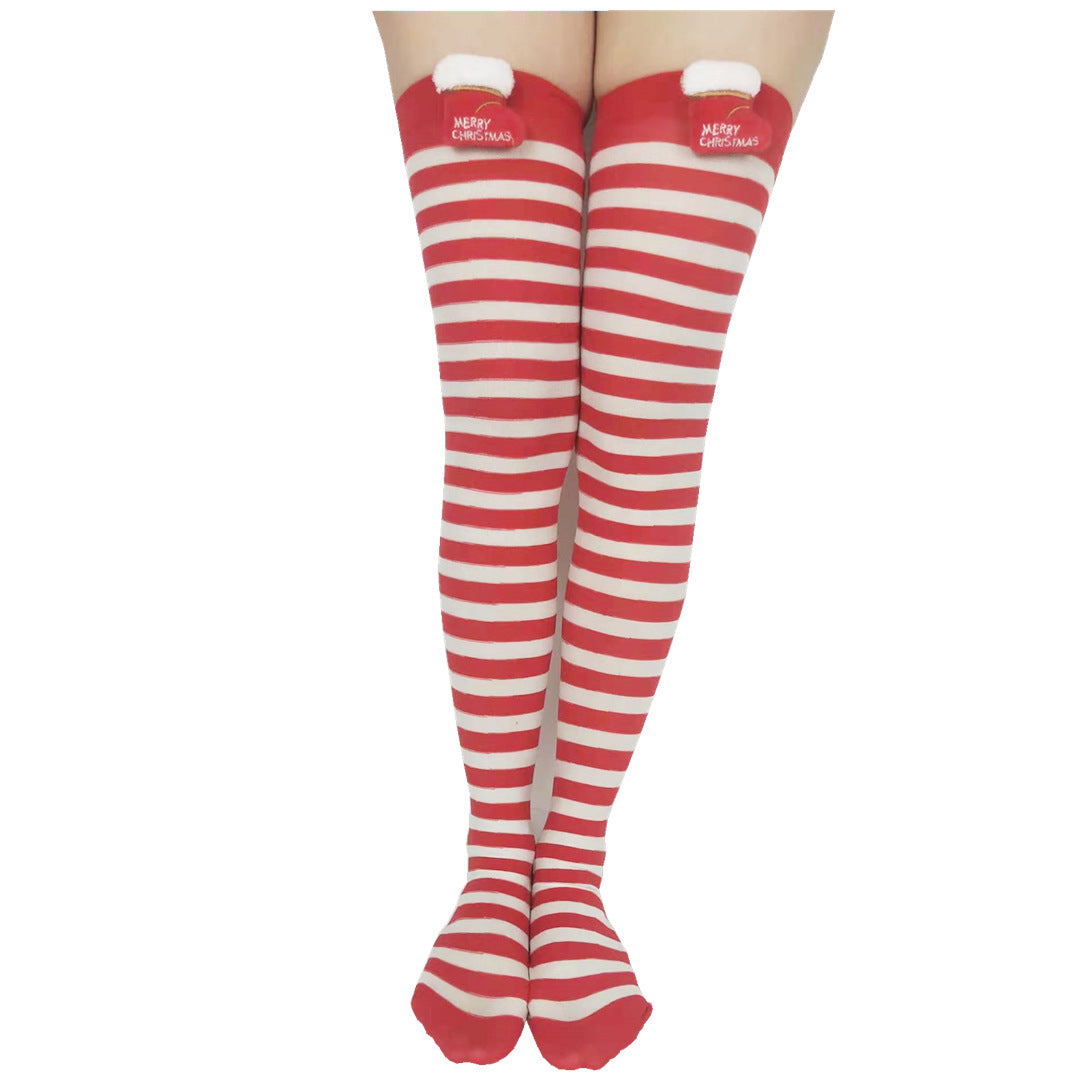 Christmas Striped Socks With Cute Accessories