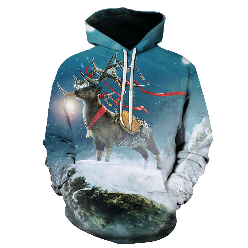 Santa 3D print pullover hoodie