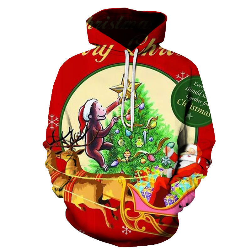 Santa 3D print pullover hoodie