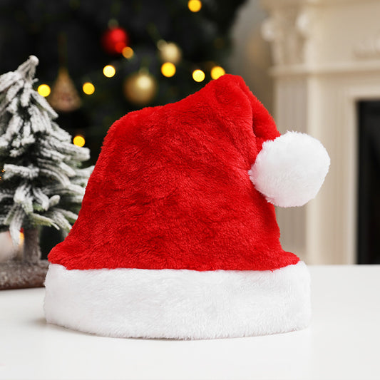 Christmas Goods Christmas Dense Velvet Short Plush Santa Hat New Super Soft Christmas Hat