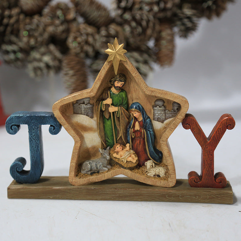 Christian Nativity Scene Arrangement Decorative Desktop Ornament