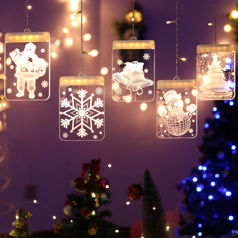 Christmas Bells And Snowflakes Hanging Keli Curtain Lights