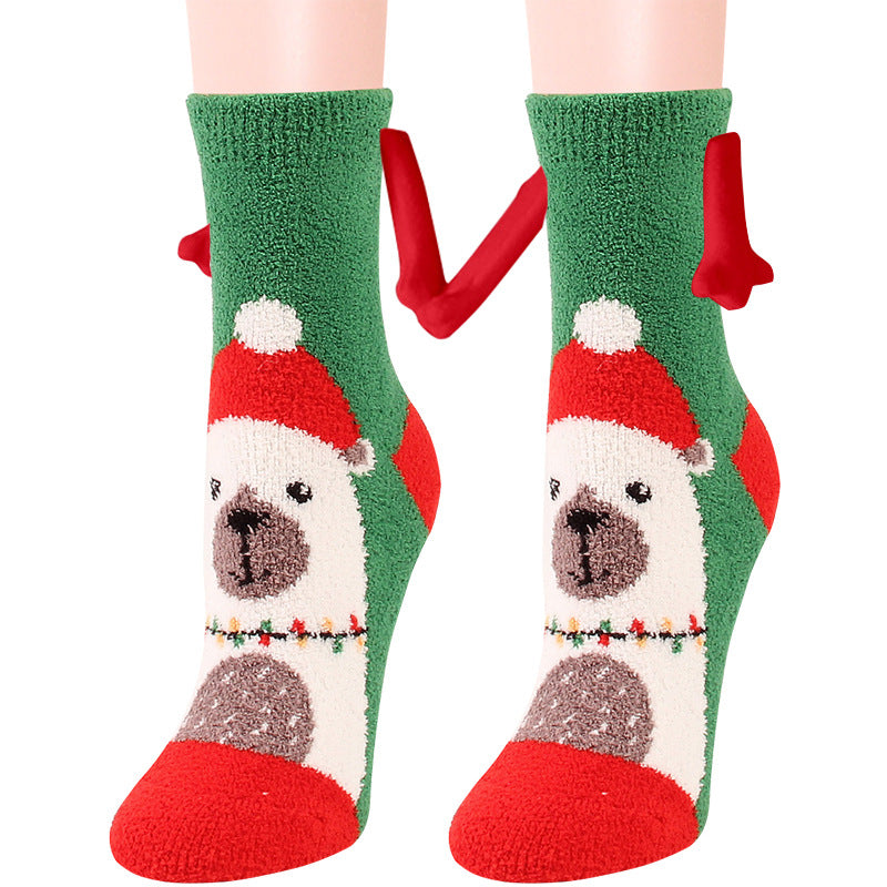 Christmas Supplies Coral Fleece Tube Socks Warm Slipper Bed Socks Winter Soft Warm Slipper