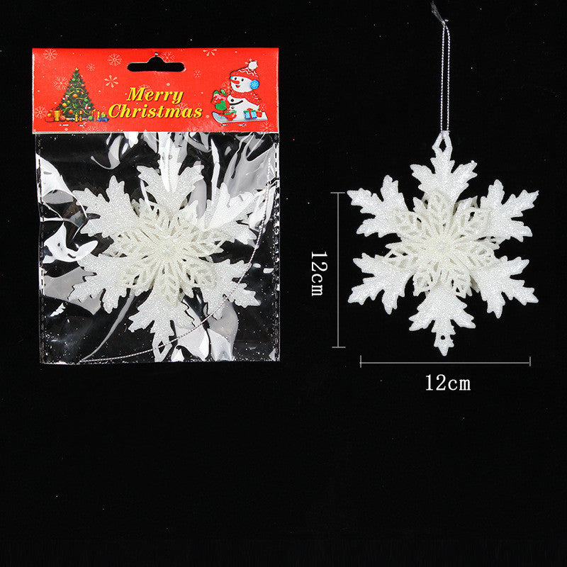 Plastic White Snowflake String Window Christmas Party Place Pendant