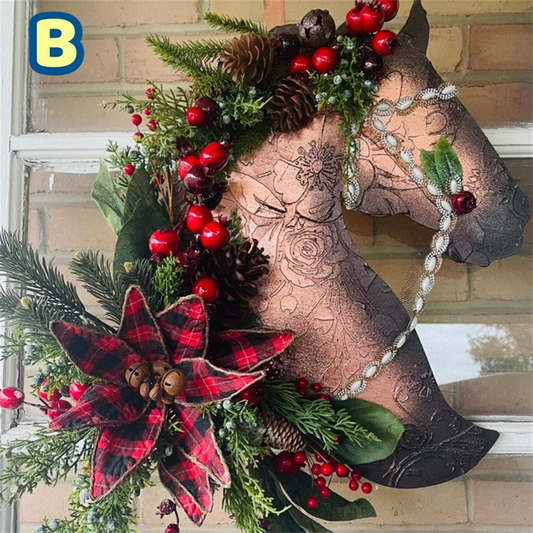 Horse Head Garland Christmas Decoration With Balls
