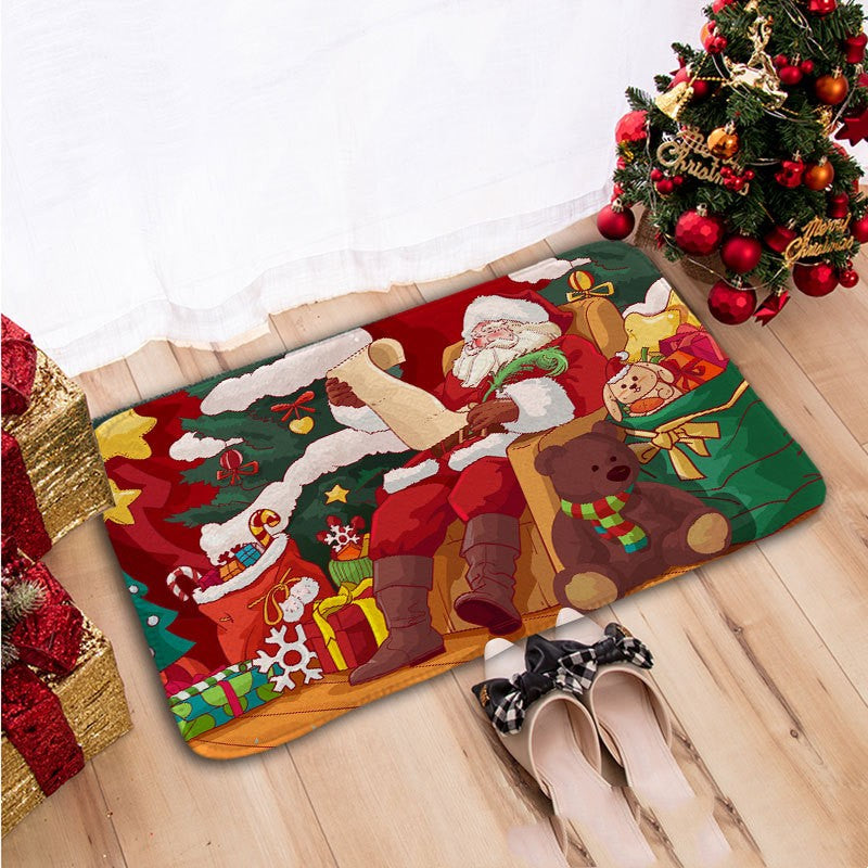 Santa Claus Flannel Absorbent Floor Mat