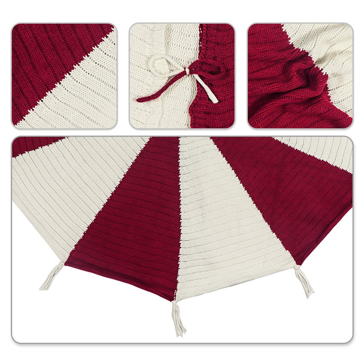 Christmas Tree Bottom Decoration Red And White Tassel Knitted Christmas-tree Skirt