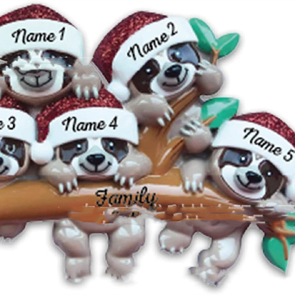 acrylic personalized family christmas ornament w.Koala Bears hanging from a branch. One for each family member.