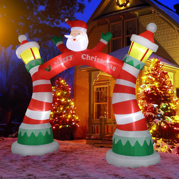 8.9ft Christmas Arch, 7 LED Lights, Drawstring Pockets, Christmas Inflatable Arch