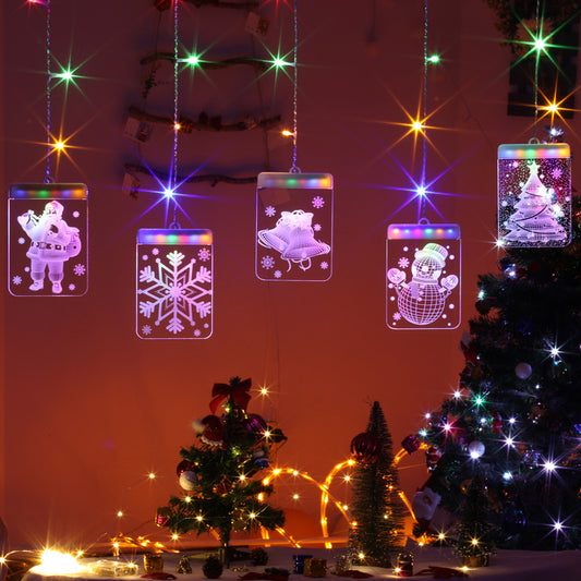 Christmas Bells And Snowflakes Hanging Keli Curtain Lights